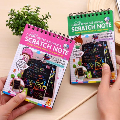 DEZIINE 2 pcs A6 Kid Stationery Notebook Sketch Scratch Paper Drawing Educational Toy Hardcover Address Book