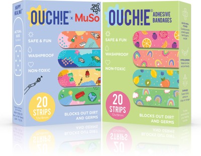 Aya Papaya Ouchie x MuSo & Tropical Burst Non-Toxic Printed Bandages Combo Adhesive Band Aid(Set of 2)