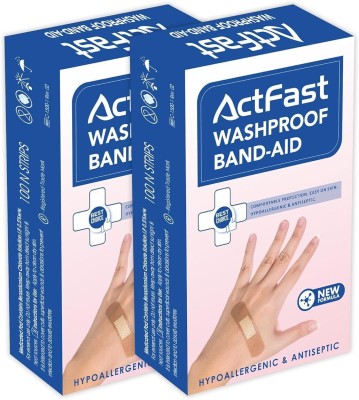 Actfast Washproof Band-Aid for Cuts & Wounds, Pack of 2, 100 strips each, First Aid Adhesive Band Aid(Set of 2)