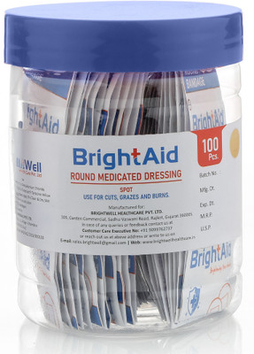 BRIGHT AID ROUND BAND AID PLASTER PACK OF 100 SPOTS IN ONE JAR Adhesive Band Aid(Set of 100)