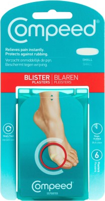 Compeed Fast Healing Blister Plasters with Foot Toe Rubbing Protection from Shoe Bite while Walking and Running for Men n Women- Small Size, Pack of 6 Adhesive Band Aid(Set of 6)