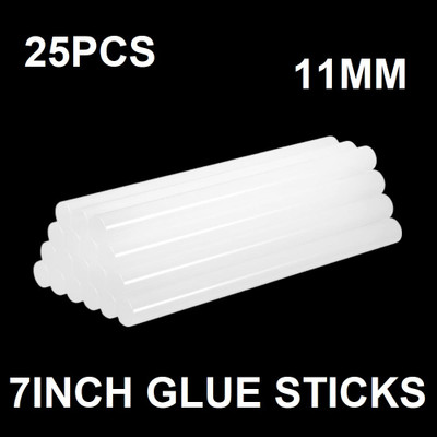 SKYGOLD 25PCS 11MM TRANSPARENT 7 INCH SIZE GLUE STICKS FOR GLUE GUN PACK OF 25 (WHITE)(Set of 25, White)