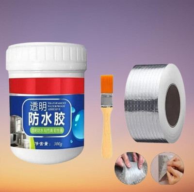 gatisathamaimpex Purabelle Waterproof Leak Glue With Brush, Roof With Aluminium Tape Adhesive Adhesive(300 g)