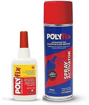 POLYFIX MV Glue & Aerosol Spray Activator Kit | For Metal,Electrical parts,etc 50+100ml Adhesive(150 g)