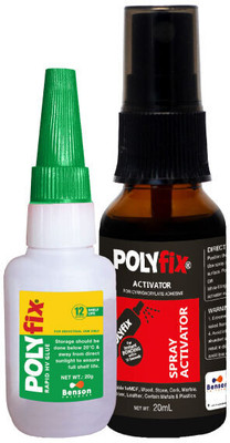 POLYFIX Instant Glue Gel with Spray Activator for General purpose, Electrical Fitting,Household Items & toys Adhesive(40 g)