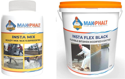 MAKPHALT Combo of Insta Mix Integral Waterproofing Compound and Insta Flex Black-1Kg Adhesive(2 kg)