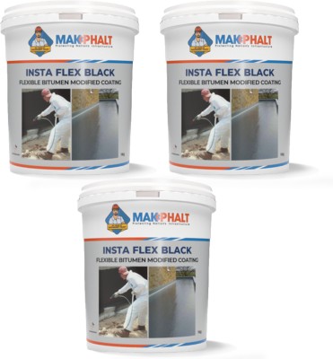 MAKPHALT Insta Flex Black Roof Balcony Waterproofing Elastomeric Coating Pack of 3 Adhesive(3 kg)