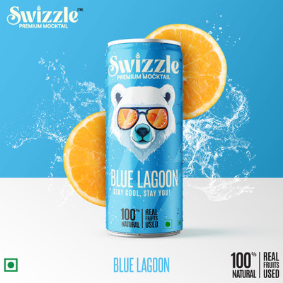 Swizzle Blue Lagoon 250ml - (Pack of 3) Premium Mocktail Carbonated Hydration Drink Can(3 x 250 ml)