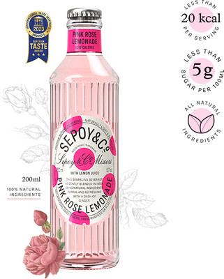 Sepoy & co Pink Rose Lemonade Glass Bottle(200 ml)