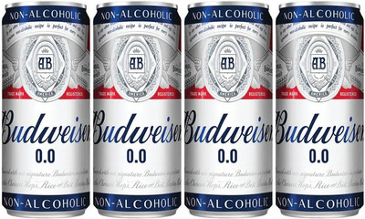 Budweiser 0.0 NON-ALCOHOLIC PACK OF 4 Can(4 x 330 ml)