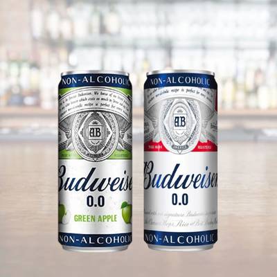Budweiser Non Alcoholic Beer Can AND Non Alcoholic Green Apple Can 330ml Can