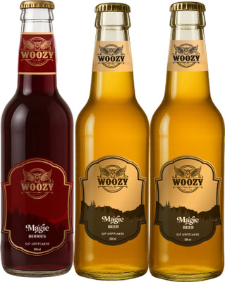 Woozy Woozybar Magic Berries & 2 Magic Beer, Non Alcoholic Combo (With Buzz) 3-Pack Box(3 x 330 ml)