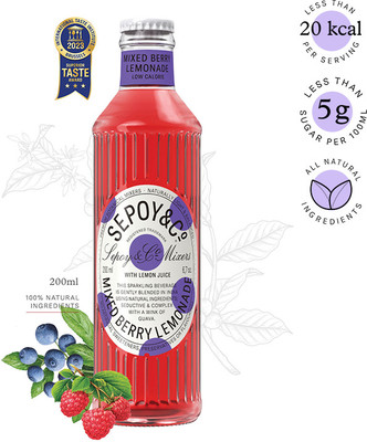 Sepoy & co Mixed Berry Lemonade Glass Bottle(200 ml)