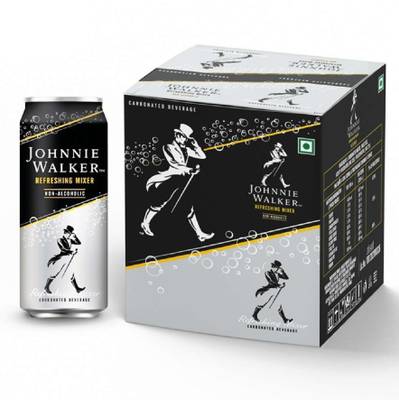 JOHNNIE WALKER Refreshing Mixer - Non Alcoholic Carbonated Beverage, 330 ml, Pack of 24 Can