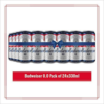 Budweiser Non Alcoholic 0.0 Beer 330ml (Pack of 24) Can(24 x 0.33 L)