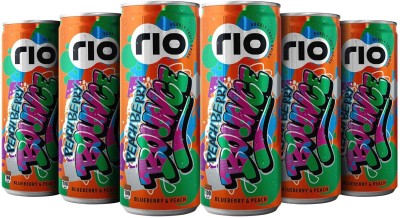 Rio Peachberry Bubbly Fruit Drink Can | Exotic Drink + Fizz | Pack of 12 | 250 ml Can(12 x 250 ml)