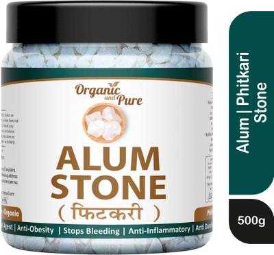 Organic and Pure Alum Stone Bar Fitkari Stone Phitkari for Face Deodorant Underarm Water (Jar)(500 g)