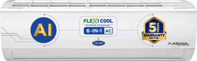 CARRIER Convertible 6-in-1 Cooling 2023 Model 1.5 Ton 5 Star Split AI Flexicool Inverter Dual Filtration with HD & PM 2.5 Filter AC  - White(18K ESTER EXi INVERTER R32 SPLIT AC_CAI18ES5R33F0, Copper Condenser)