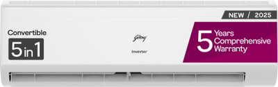 Godrej 2025 Model 2 Ton 3 Star Split Inverter AI Powered, 5-In-1 Convertible, Heavy Duty Cooling At Extreme Temperature AC(AC 2T EI 24I3T WZR, White)