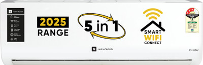 Realme TechLife 2025 1.5 Ton 3 Star Split Inverter 5-in-1 Convertible With Rapid Cool Technology Smart AC With Wi-fi Connect – White (153IPG25WRS, Copper Condenser) For Rs. 26990 @ 41 %