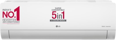 LG Super Convertible 5-in-1 Cooling 2023 Model 1 Ton 3 Star Split Dual Inverter 2 Way Swing, HD Filter with Anti-Virus Protection AC  - White(RS-Q12CNXE, Copper Condenser)