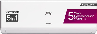 Godrej 2025 Model 5-In-1-Convertible Cooling 1.5 Ton 3 Star Split Inverter With Heavy Duty Cooling And Pure Air Filter AC - White(AC 1.5T EI 18P3T WZT 3S, Copper Condenser)
