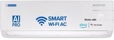 Blue Star 2024 Model 1.5 Ton 5 Star Split Inverter AC with Wi-fi Connect  - White(IC518YNURS, Copper Condenser)