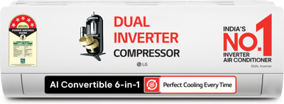 LG 2025 Model 1.5 Ton 5 Star Split AI Dual Inverter AI Convertible 6-in-1 Split with Faster Cooling and Energy Saving, 4 Way Air Swing, VIRAAT Mode and Diet Mode Plus AC AC(US-Q19ENZE3, White)