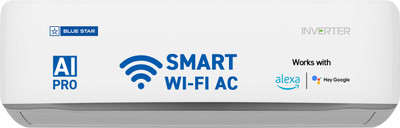 Blue Star 2025 Model 1 Ton 5 Star Split Inverter AC with Wi-fi Connect  - White(ID512ZNURS, Copper Condenser)