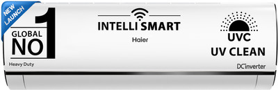 Haier UVC Sterilization 2023 Model 1.6 Ton 5 Star Split Inverter Frost Self-clean technology, Supersonic Cooling, Intelli Convertible 7-in-1 AC with Wi-fi Connect - White(HS19U-PYFC5BE-INV/HU19-5BE-INV / HSU19U-PYFC5BE-INV, Copper Condenser) Haier UVC Sterilization 2023 Model 1.6 Ton 5 Star Split Inverter Frost Self-clean technology, Supersonic Cooling, Intelli Convertible 7-in-1 AC with Wi-fi Connect - White(HS19U-PYFC5BE-INV/HU19-5BE-INV / HSU19U-PYFC5BE-INV, Copper Condenser)