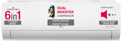 45% OFF on LG AI Convertible 6-in-1 Cooling 2024 Model 1.5 Ton 5 Star Split Inverter 4 Way Swing, HD Filter with Anti-Virus Protection AC with VIRAAT Mode & ADC Sensor AC - White(TS-Q19YNZE, Copper Condenser) 45% OFF on LG AI Convertible 6-in-1 Cooling 2024 Model 1.5 Ton 5 Star Split Inverter 4 Way Swing, HD Filter with Anti-Virus Protection AC with VIRAAT Mode & ADC Sensor AC - White(TS-Q19YNZE, Copper Condenser)