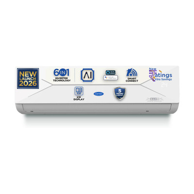 CARRIER 2026 Model 1.5 Ton 3 Star Split AI Inverter with Wi-fi Convertible 6-in-1 with Geo-Fencing & Voice Control,Smart Energy Display, Insta Cool, Auto Defrost Clean AC(CAI18EE3R36W0, White)