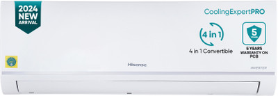 Hisense 2024 Model 1 Ton 3 Star Split Inverter 4-in-1 Convertible With Intelligent 4 modes and PM 2.5 filter AC  - White(AS-12TR4R3BP1/AS12TR4RI3BP1/AS12TR4RO3BP1, Copper Condenser)