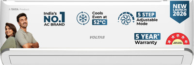 Voltas 2026 Model 1 Ton 5 Star Split Inverter AC(125INV VECTRA ZEN SILVER(4504063), White)