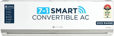 MOTOROLA 2025 1.5 Ton 5 Star Split Inverter Expandable 7-in-1 Convertible with Rapid cool technology AC with Wi-fi Connect  - White(155IPG25WMS, Copper Condenser)
