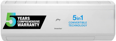 Godrej 5-In-1 Convertible 2024 Model 1.5 Ton 5 Star Split Inverter With Heavy Duty Cooling at Extreme Temperature AC - White(EI 18IINV5R32 WYS, Copper Condenser) Godrej 5-In-1 Convertible 2024 Model 1.5 Ton 5 Star Split Inverter With Heavy Duty Cooling at Extreme Temperature AC - White(EI 18IINV5R32 WYS, Copper Condenser)