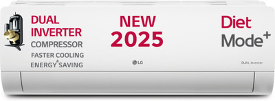 LG 2025 Mode AI Convertible 6-in-1 1.5 Ton 5 Star Split AI Dual Inverter with Faster Cooling and Energy Saving, 4 Way Air Swing, VIRAAT Mode and Diet Mode Plus AC - White(US-Q19YNZE1, Copper Condenser)