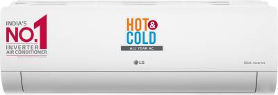LG Super Convertible 5-in-1 Cooling 2023 Model 1.5 Ton 3 Star Hot and Cold Split AI Dual Inverter 4 Way Swing, HD Filter with Anti-Virus Protection AC  - White