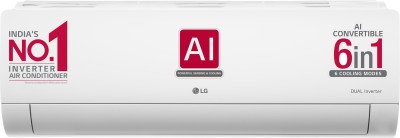 LG AI Convertible 6-in-1 Cooling 2023 Model 2 Ton 3 Star Split AI Dual Inverter 4 Way Swing, HD Filter with Anti-Virus Protection AC  - White(RS-Q24ENXE, Copper Condenser)