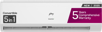Godrej 5-In-1 Convertible Cooling 2 Ton 3 Star Split Inverter With Heavy Duty Cooling at Extreme Temperature AC  - White(EI 24IINV3R32 WWR, Copper Condenser)