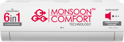 LG AI Convertible 6-in-1 Cooling 2024 Model 2 Ton 3 Star Split Dual Inverter 4 Way Swing, HD Filter with Anti-Virus Protection,VIRAAT Mode & ADC Sensor AC  - White(TS-Q24ENXE, Copper Condenser)