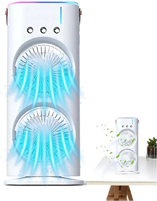 DRUMSTONE 3.99 L Room/Personal Air Cooler(White, USB Rechargeable Double Mist Fan – Portable Dual Spray Desk & Travel Cooler)