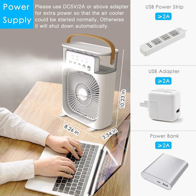 RECTITUDE Small Personal Air Cooler Quiet AC Portable Mini Computer Cooling Fan Conditioner Humidifier Purifier Mini Cooler air USB Fan(White)