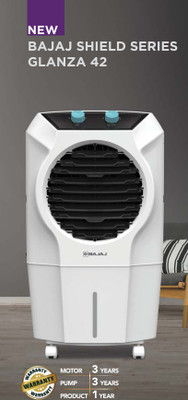 BAJAJ 42 L Room/Personal Air Cooler(White, SHIELD SERIES GLANZA 42)