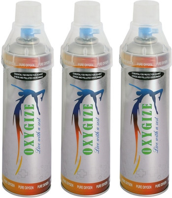 oxygize Natural Can With Mask For shortness of breath (Each Can 10L | 150 Puff) Pack 3 Oxygen Cylinder