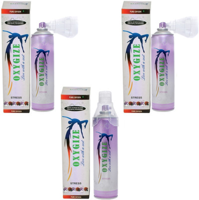 oxygize Oxygen Can Rose & Lavender Flavor Canister With In-Built Mask (Each Can 150 Breaths Approx.) Pack Of 3 Portable Oxygen Can