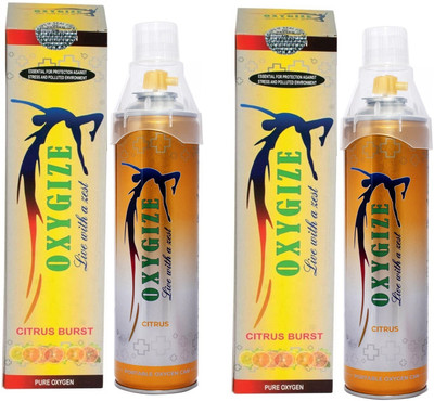oxygize Can Citrus Flavor Canister With Protective Mask Use For Relaxed Mood, Hangover Relief (10L Each Can 150 Breaths Approx) Pack Of 3 Portable Oxygen Cylinder