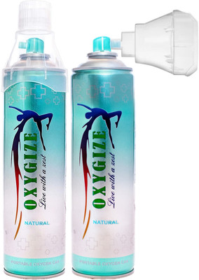 oxygize 10L Natural Flavor Oxygen Can Cylinder Canister With Inbuilt Mask (Each Can 150 Breaths Approx.) Pack Of 2 Portable Oxygen Can