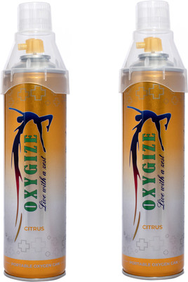 oxygize Portable Citrus Canister with Inbuilt mask, 10 L (150 Breaths Approx.) Portable Oxygen Can