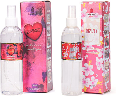 Sandbar floral Spray ROMANCE & BEAUY AIR FRESHNER ,250ML EACH ,PACK OF 2(2 x 250 ml)
